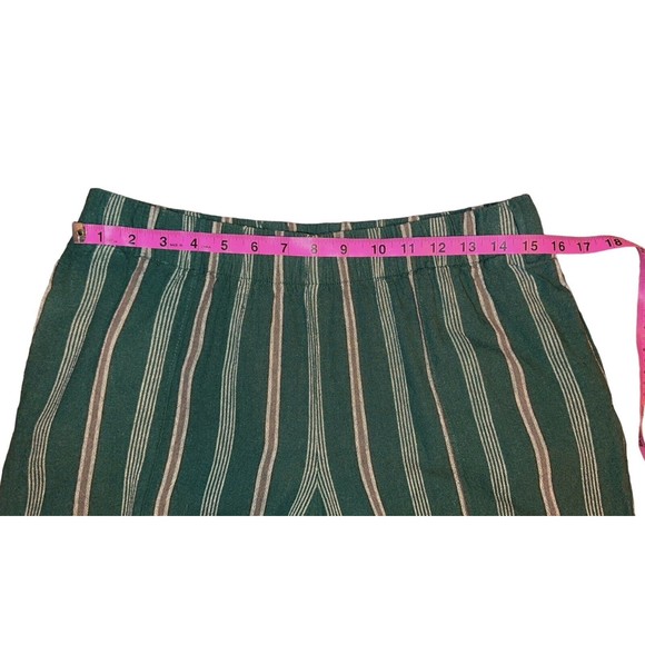 DIP Women's Linen Trouser Pants Size M Capri Pockets Elastic Green Loose Fitting - Picture 7 of 11